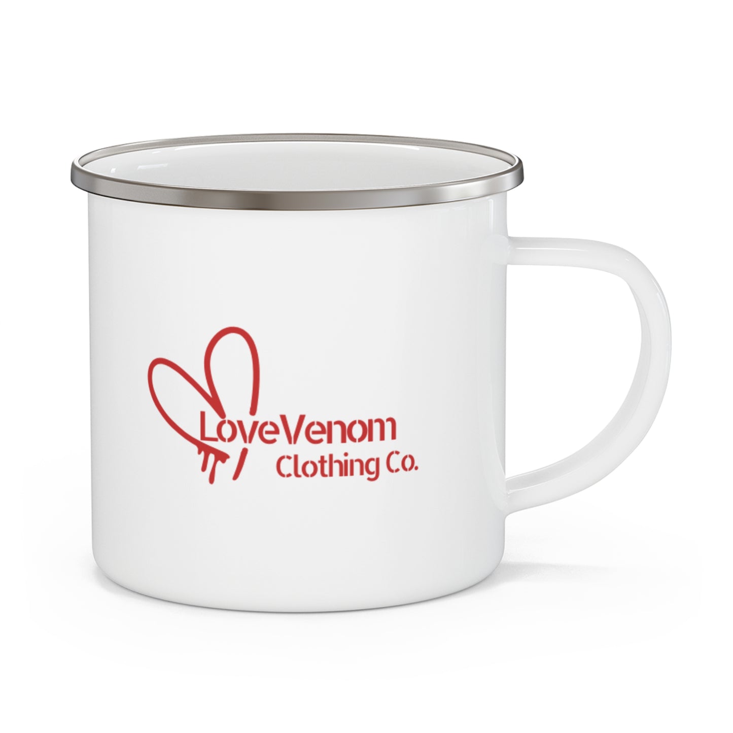 Retro Love Venom Camping Mug, Enamel Camp Mug, Gift for Campers, Outdoor Mug, Adventure Gear, Unique Camping Gifts
