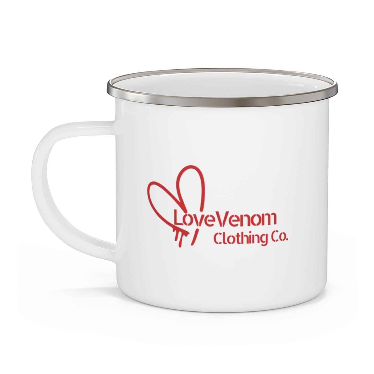 Retro Love Venom Camping Mug, Enamel Camp Mug, Gift for Campers, Outdoor Mug, Adventure Gear, Unique Camping Gifts